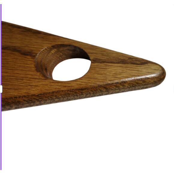 1980s Artisan Wood Gravity Floating Single Wine Bottle Holder Triangle Shape - Picture 5 of 7